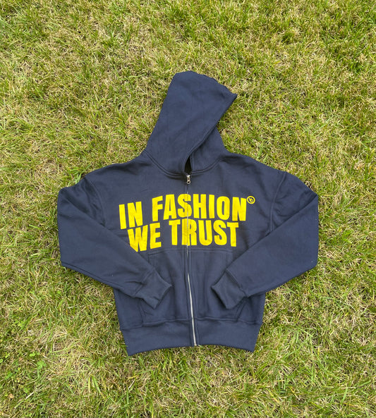 “IN FASHION WE TRUST” NAVY & YELLOW